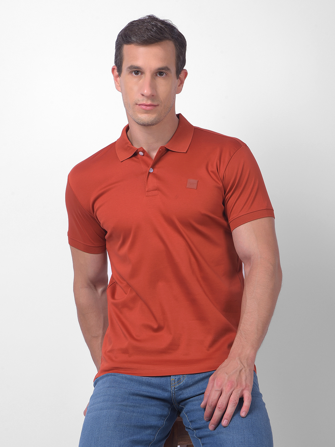 Numero Uno Men Burnt Orange Polo Neck T-Shirt